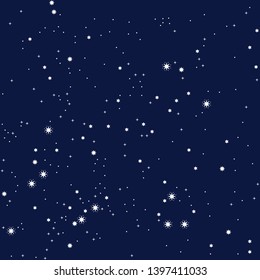 Night sky. Vector illustration of starry night. Star map. Beautiful background