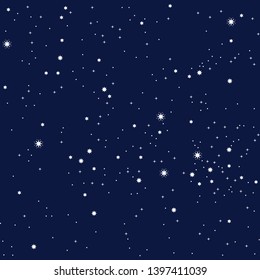 Night sky. Vector illustration of starry night. Star map. Beautiful background