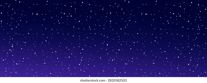 Night sky vector with starry cosmic background, glowing nebula in purple hues, bright constellation patterns illuminating deep space galaxy scene.