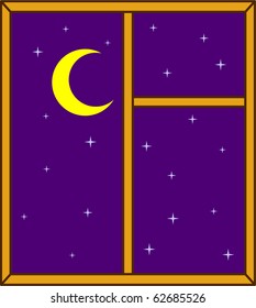 Night sky in a window