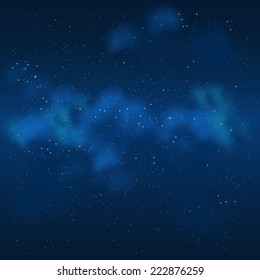 Night sky wit nebula, vector illustration
