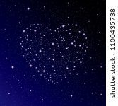 Night sky,Stars in night sky,Heart symbol made of stars.