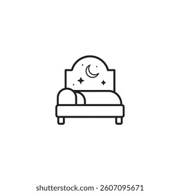 Night sleep bed outline vector icon