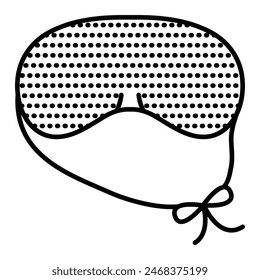 Night sleep eye mask with dots and ties. Vector black line icon, monochrome outline blindfold sign, editable stroke, pixel perfect