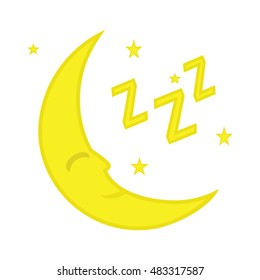 Night or sleep icon. Moon and stars sign. Crescent astronomy symbol.