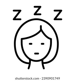 Vector de icono de sueño nocturno. Problema del insomnio. Persona despierta. Icono de contorno de Earplug. Signo de estilo lineal aislado en blanco.