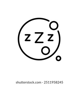 Vector de icono de sueño nocturno. Problema de insomnio. Icono de contorno del tapón de oído. Signo de estilo lineal aislado en blanco.