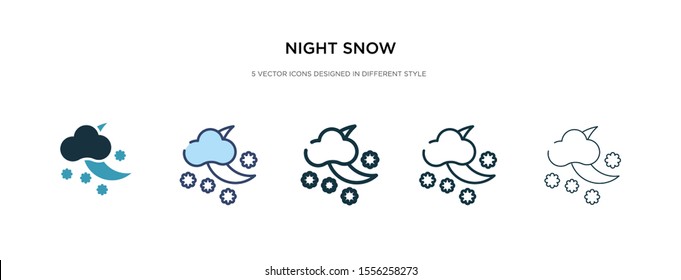 night snow icon in different style vector illustration. two colored and black night snow vector icons designed in filled, outline, line and stroke style can be used for web, mobile, ui