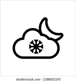 Night snow icon, Line Vector graphics