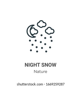 Night snow outline vector icon. Thin line black night snow icon, flat vector simple element illustration from editable nature concept isolated stroke on white background