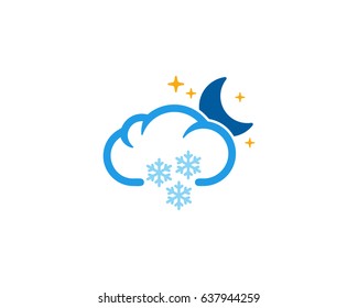 Night Snow Weather Season Icon Logo Design Element