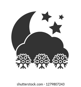 Night snowfall Icon. Dark weather icon on white background. Vector illustration.


