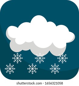 Night Snowfall, Simple Icon With Dark Blue Background
