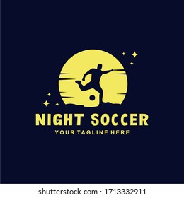 Night soccer logo design template