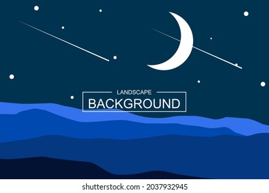fondo del paisaje del espacio nocturno con la ilustración de la luna y el cometa
