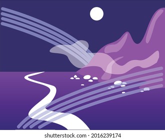 paisaje de espacio nocturno con montaña