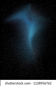 Night Space Sky With Blue Nebula. White Stars ona Black Night Sky. Abstract Galaxy Vector Illustration. Simple Cosmic Vector Layout. Starry Dark Night Vector Sky. Mesh Effect.