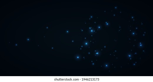 Night space sky with blue shining stars. Abstract cosmos background  for banner, poster, placard, flyer design. Vector illustration