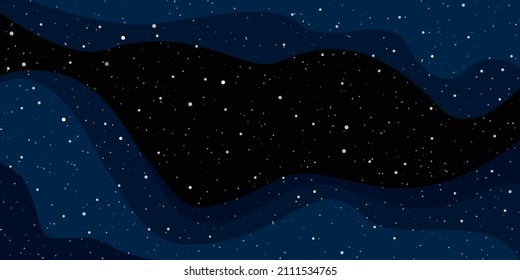 night space sky with patterns of stars and comets.
falling snow background. vector illustration. wallpaper