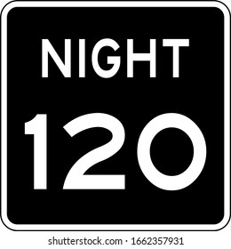 Nachtgeschwindigkeit Limit Mph Schild. Geschwindigkeitsbegrenzungsschild in den USA.