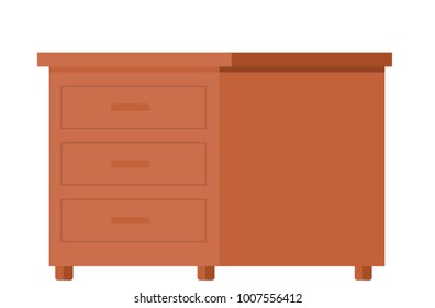 Night stand isolated bedroom furniture vector illustration