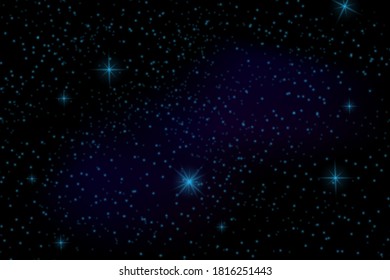 Night, star background. Dark, starry space. Galaxy texture. Black universe. Vector illustration.