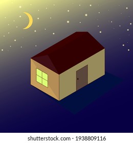 Night star house. Vector stock illustration eps10. 