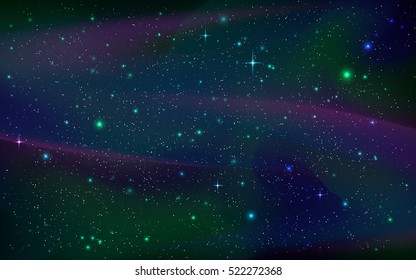 Night starry Fantasy dark sky with shining stars. Vector illustration for your graphic design.