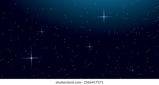  Night starry sky background. Vector on blue background