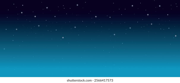  Night starry sky background. Vector on blue background