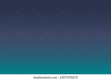 Night starry sky with blue and green gradation. Star universe background. Vector illustration.