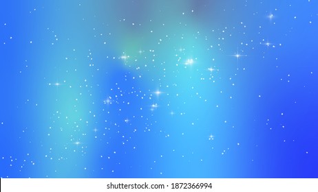 Night starry sky, blue shining space with starlight sparkles twinkling in universe space. Abstract blue background with stars, starry night. Vector illustration for banner, web design