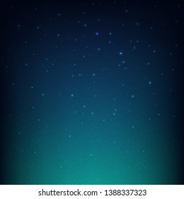 Night Starry Sky Blue Space Background, Vector Illustration