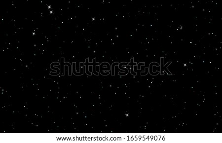 Night starry sky with bright stars. Vector stars on dark black background