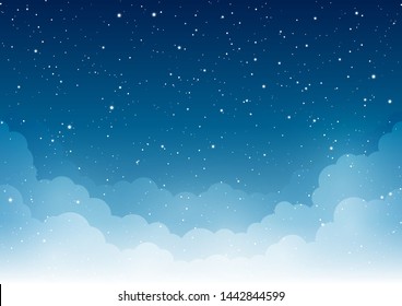 Night Starry Sky With Clouds For Your Design