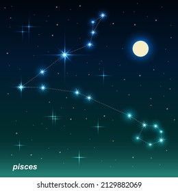 Night starry sky, constellation of pisces