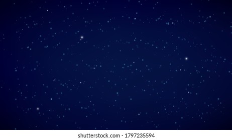 Night starry sky. Dark blue background, space or Universe banner. Stellar galaxy vector illustration