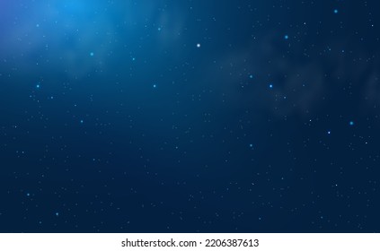 Night starry sky, dark blue space background with stars. Vector illustration