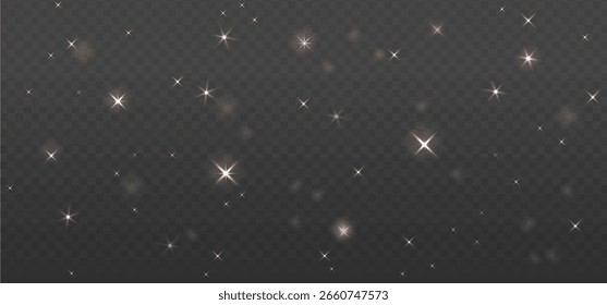 Céu estrelado noturno, fundo de espaço escuro com estrelas brilhantes. Ilustração de vetor transparente