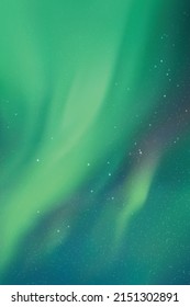 Night starry sky. Green aurora borealis. Background with polar lights