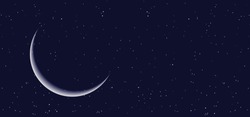 Night Starry Sky. Half, Full Waxing Moon Equinox Planet Earth Day. Crescent Gibbous Means. Vector Moonlight, Evening Astrology Symbol Or Icon Phases Solar Eclipse. Big Moon In Ful