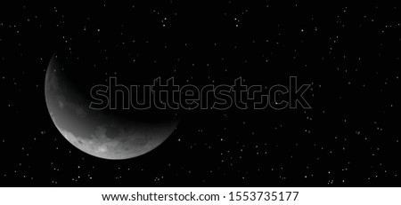 Night starry sky. Half, full waxing moon Equinox planet Earth day. Crescent gibbous means. Vector moonlight, evening astrology symbol or icon Phases solar eclipse. Big moon.