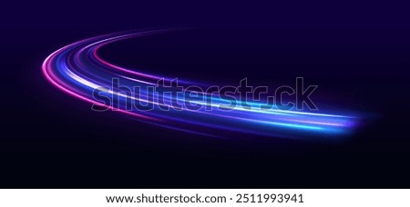 Night starry sky. Meteor shower, abstract space background. Expressway in long delay, with car lights at night on autobahn. Vector glitter light fire flare trace.	