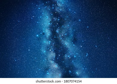 Night starry sky. Milky Way, stars and nebula. Space blue background