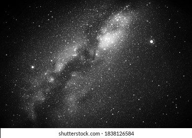 Night starry sky, Milky Way. Galaxy in space. Black white background