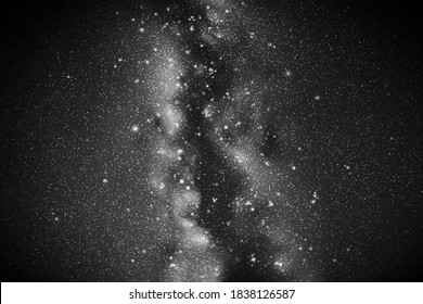 Night starry sky, Milky Way. Galaxy in space. Black white background