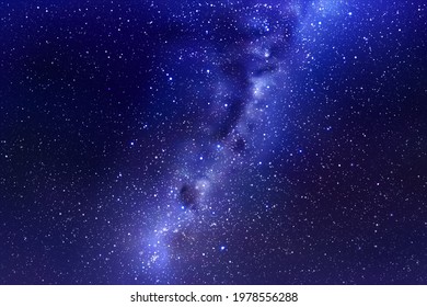 Night starry sky. Milky Way, stars and nebula. Space blue background