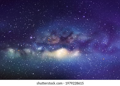 Night starry sky. Milky Way, stars and nebula. Space blue background