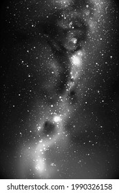 Night starry sky and Milky Way. Black white space background