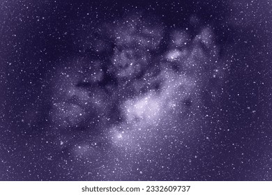 Night starry sky and Milky Way. Monochrome cold blue space background